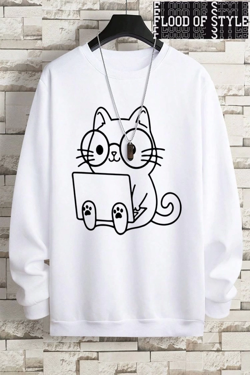 Hip Hop Harajuku Vintage Tarzı  Beyefendi kedi iş baskı adam  Gri