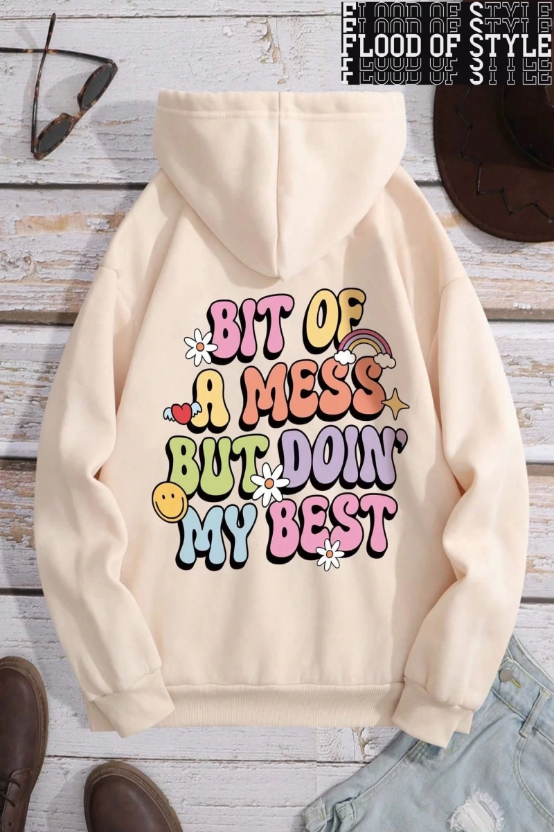 Hip Hop Harajuku Vintage Tarzı  Biraz karışıklık ama Doin benim en iyi  Bej