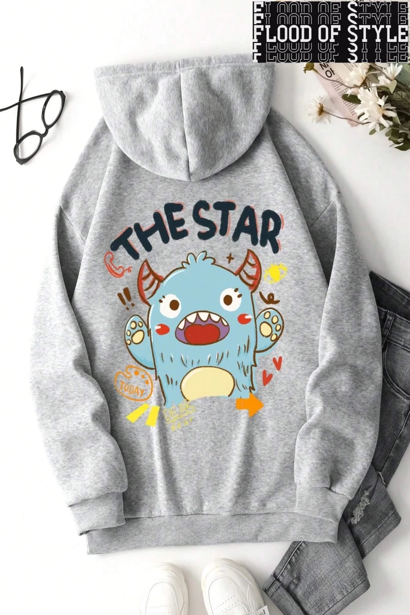 Hip Hop Harajuku Vintage Tarzı  Bugünün yıldızı biraz buzağı  Gri