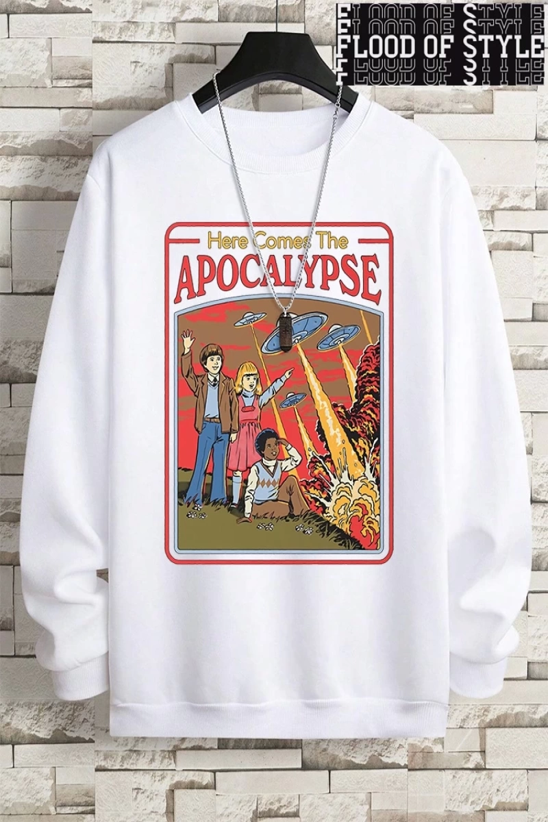 Hip Hop Harajuku Vintage Tarzı  Burada Ufo geliyor Ufo  Gri