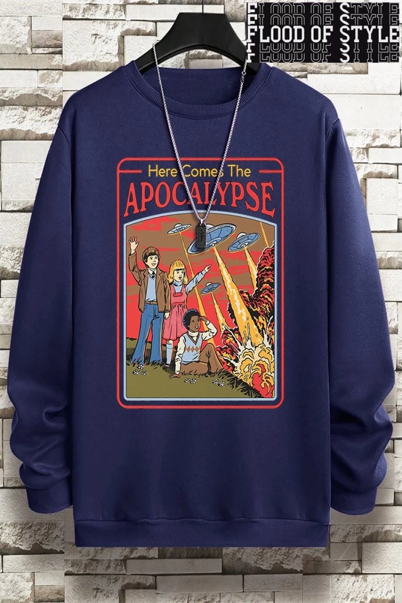 Hip Hop Harajuku Vintage Tarzı  Burada Ufo geliyor Ufo  Gri
