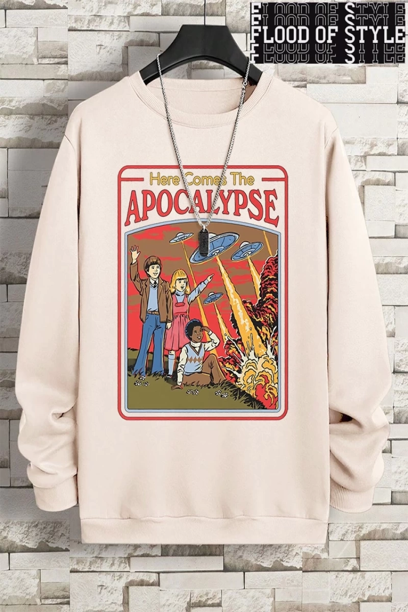Hip Hop Harajuku Vintage Tarzı  Burada Ufo geliyor Ufo  Gri