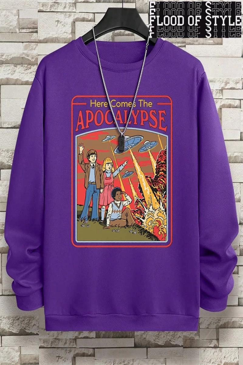 Hip Hop Harajuku Vintage Tarzı  Burada Ufo geliyor Ufo  Gri
