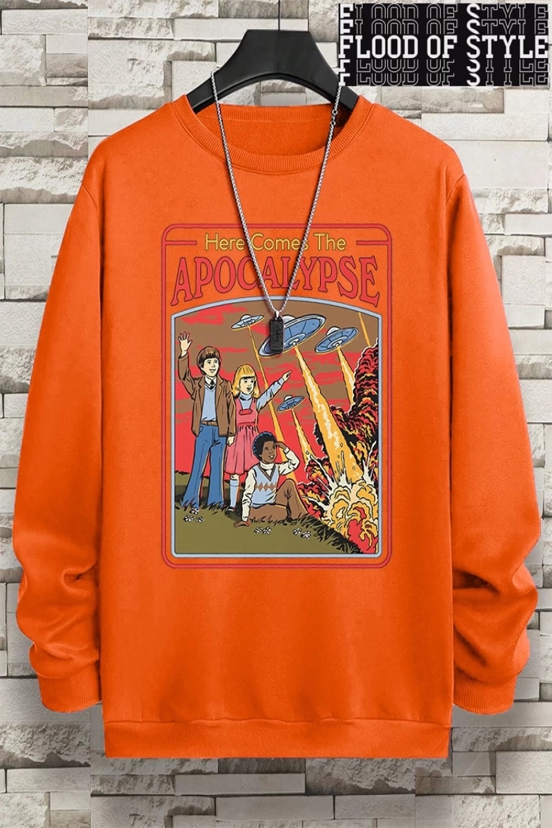 Hip Hop Harajuku Vintage Tarzı  Burada Ufo geliyor Ufo  Gri