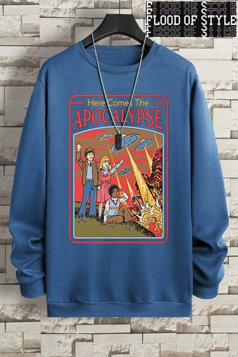 Hip Hop Harajuku Vintage Tarzı  Burada Ufo geliyor Ufo  Gri