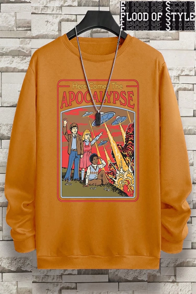 Hip Hop Harajuku Vintage Tarzı  Burada Ufo geliyor Ufo  Gri