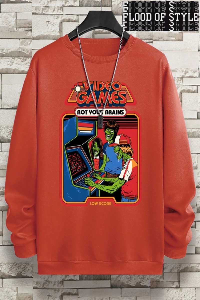 Hip Hop Harajuku Vintage Tarzı  Çürümeye beyinleri çizgi roman  Gri