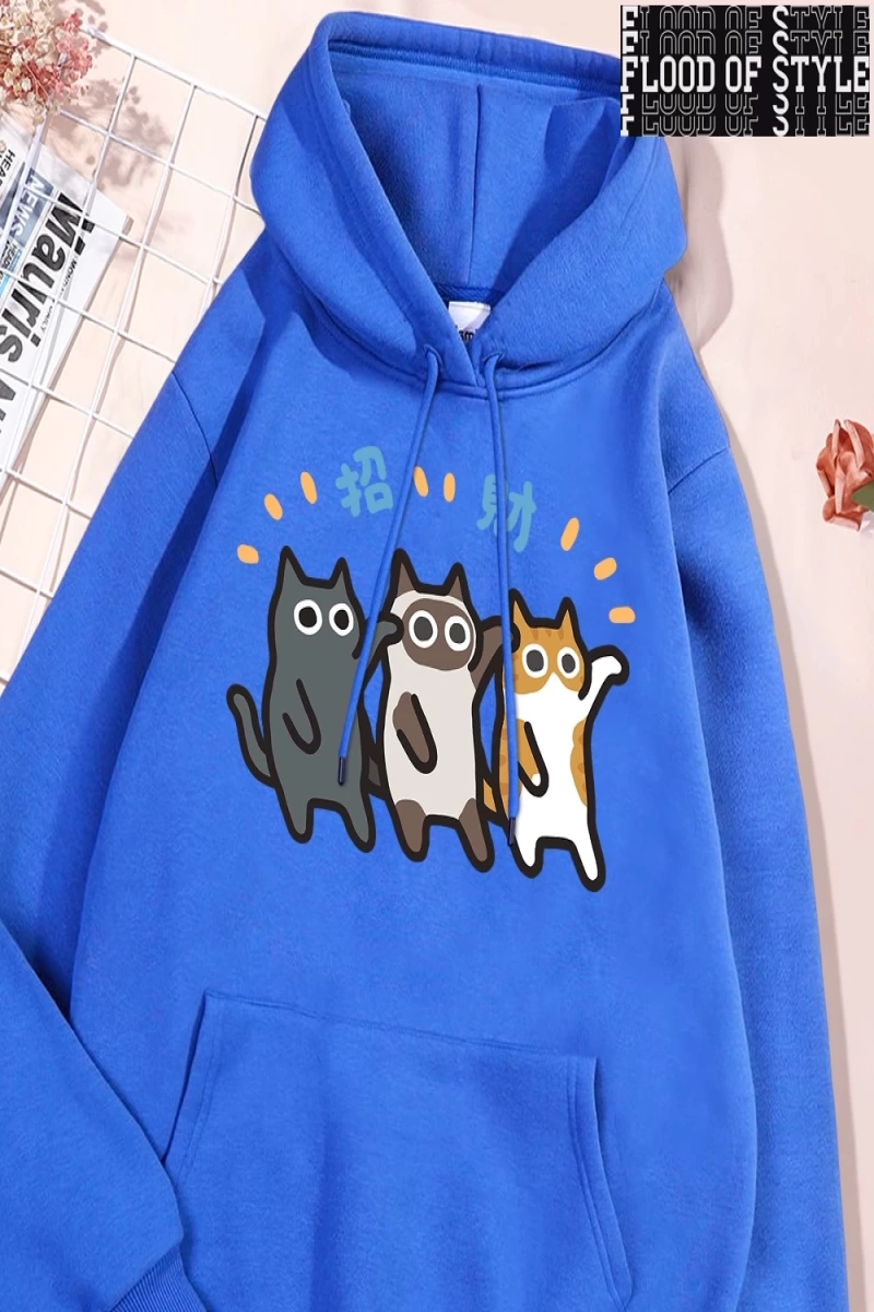 Hip Hop Harajuku Vintage Tarzı  Dans Caicai kedi  Gri