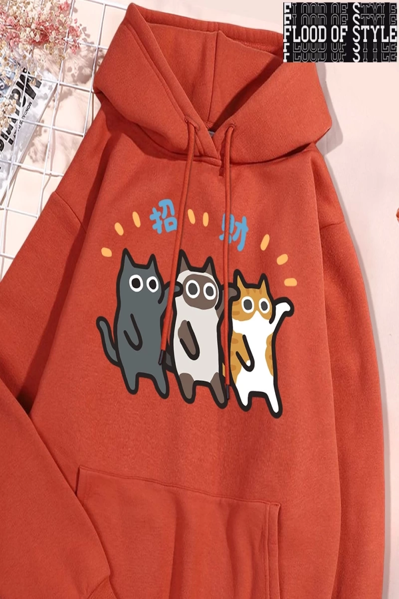 Hip Hop Harajuku Vintage Tarzı  Dans Caicai kedi  Gri