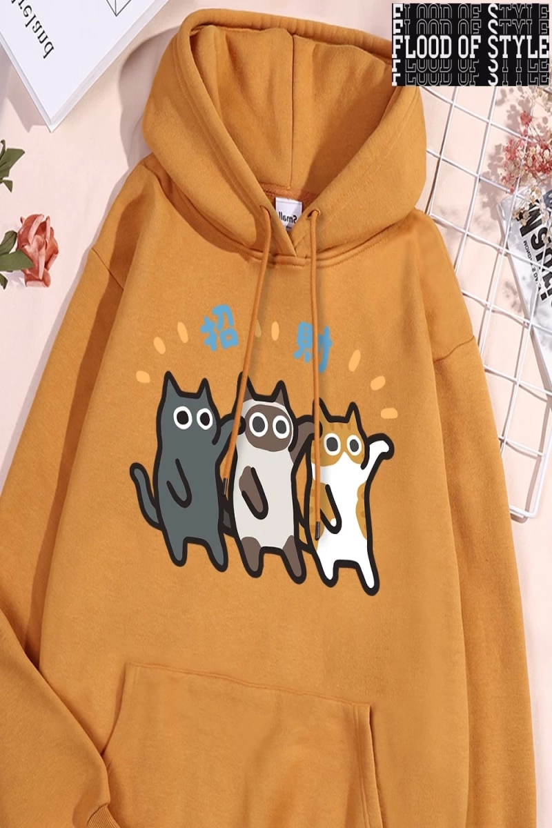 Hip Hop Harajuku Vintage Tarzı  Dans Caicai kedi  Gri