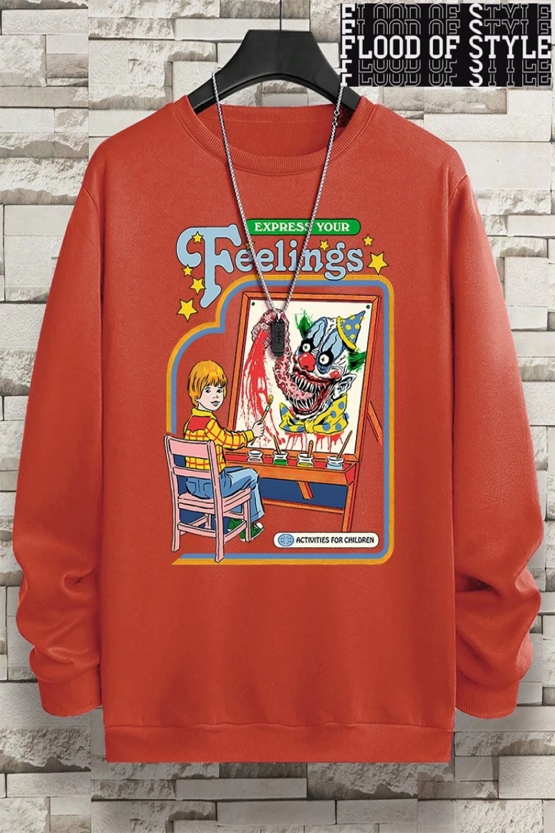 Hip Hop Harajuku Vintage Tarzı  Duygularınızı İfade Edin Palyaço  Gri