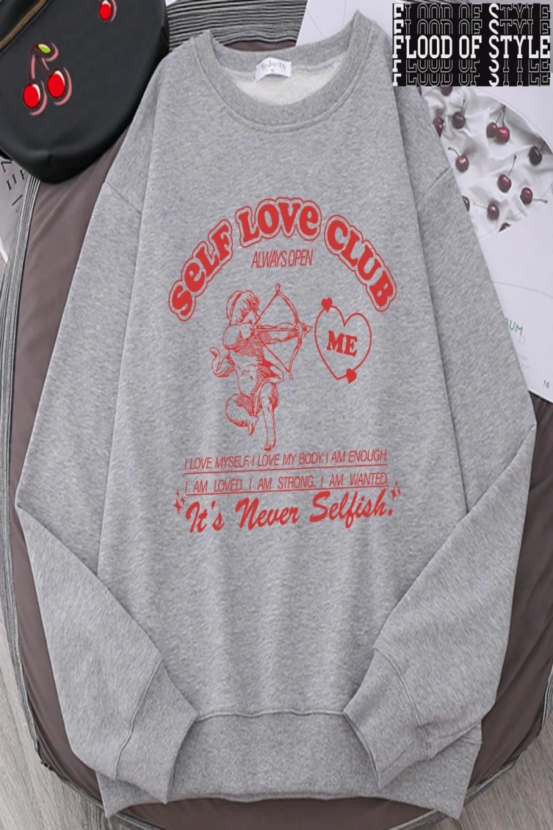 Hip Hop Harajuku Vintage Tarzı   Eğlenceli Aşk Tanrısı Karikatür  Gri