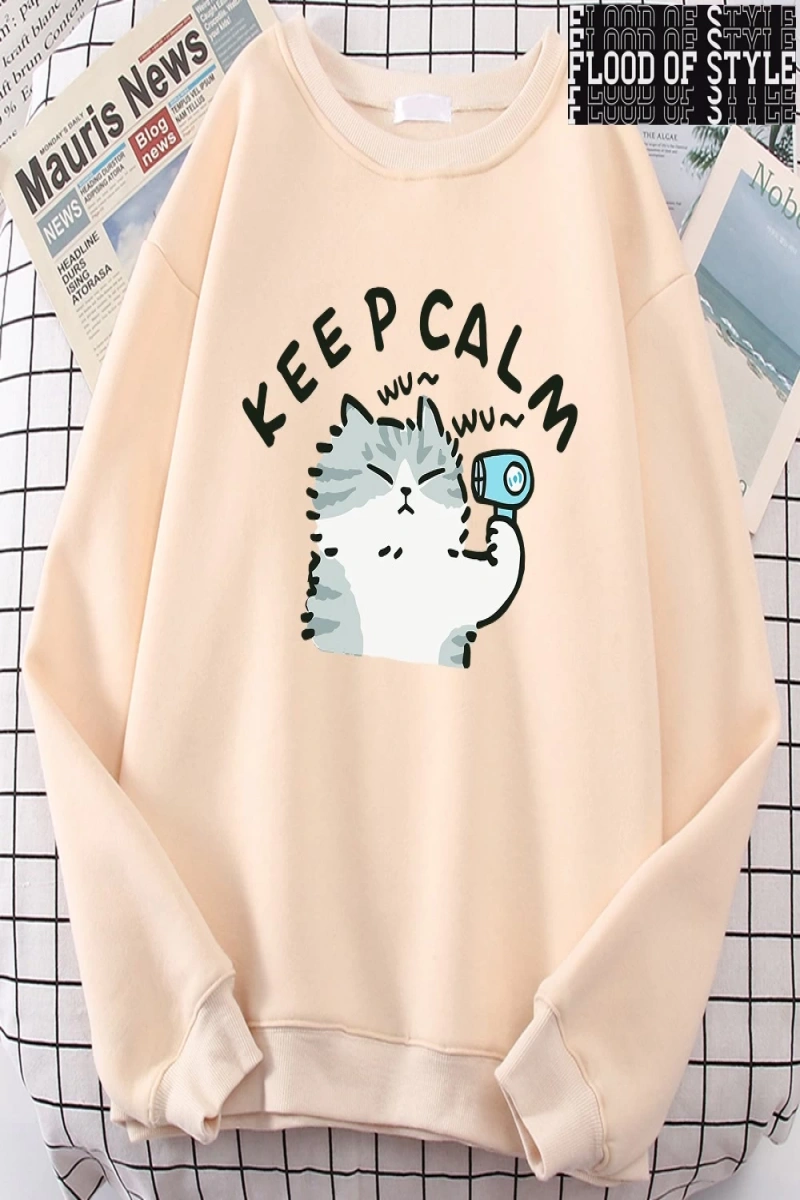 Hip Hop Harajuku Vintage Tarzı  Eğlenceli kedi sevimli  Gri