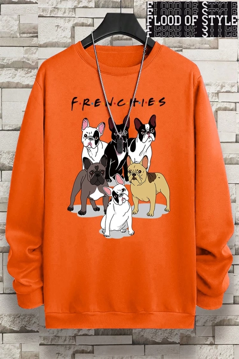 Hip Hop Harajuku Vintage Tarzı  Frenchies 6 fransız buldog  Gri