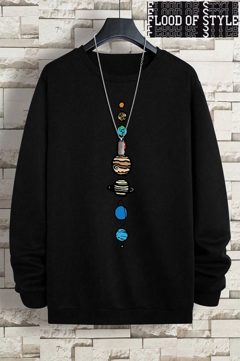 Hip Hop Harajuku Vintage Tarzı  Güneş sistemi  Gri