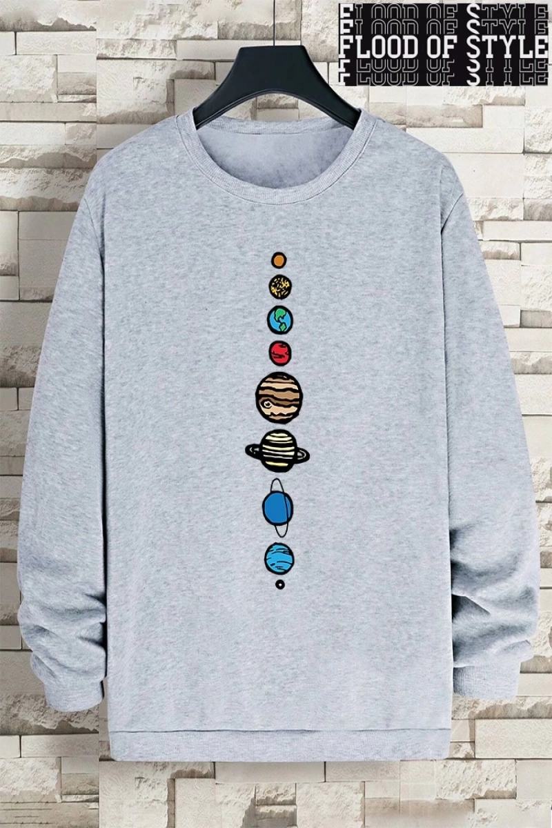 Hip Hop Harajuku Vintage Tarzı  Güneş sistemi  Gri