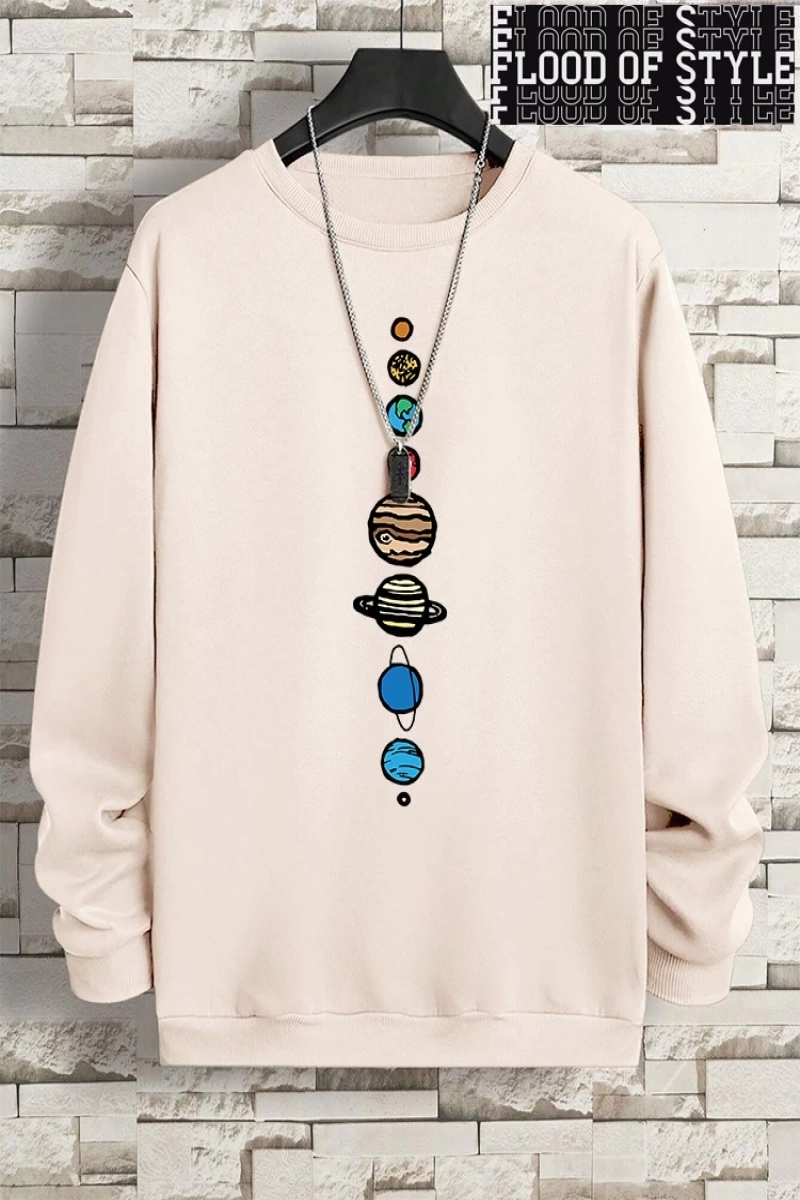Hip Hop Harajuku Vintage Tarzı  Güneş sistemi  Gri