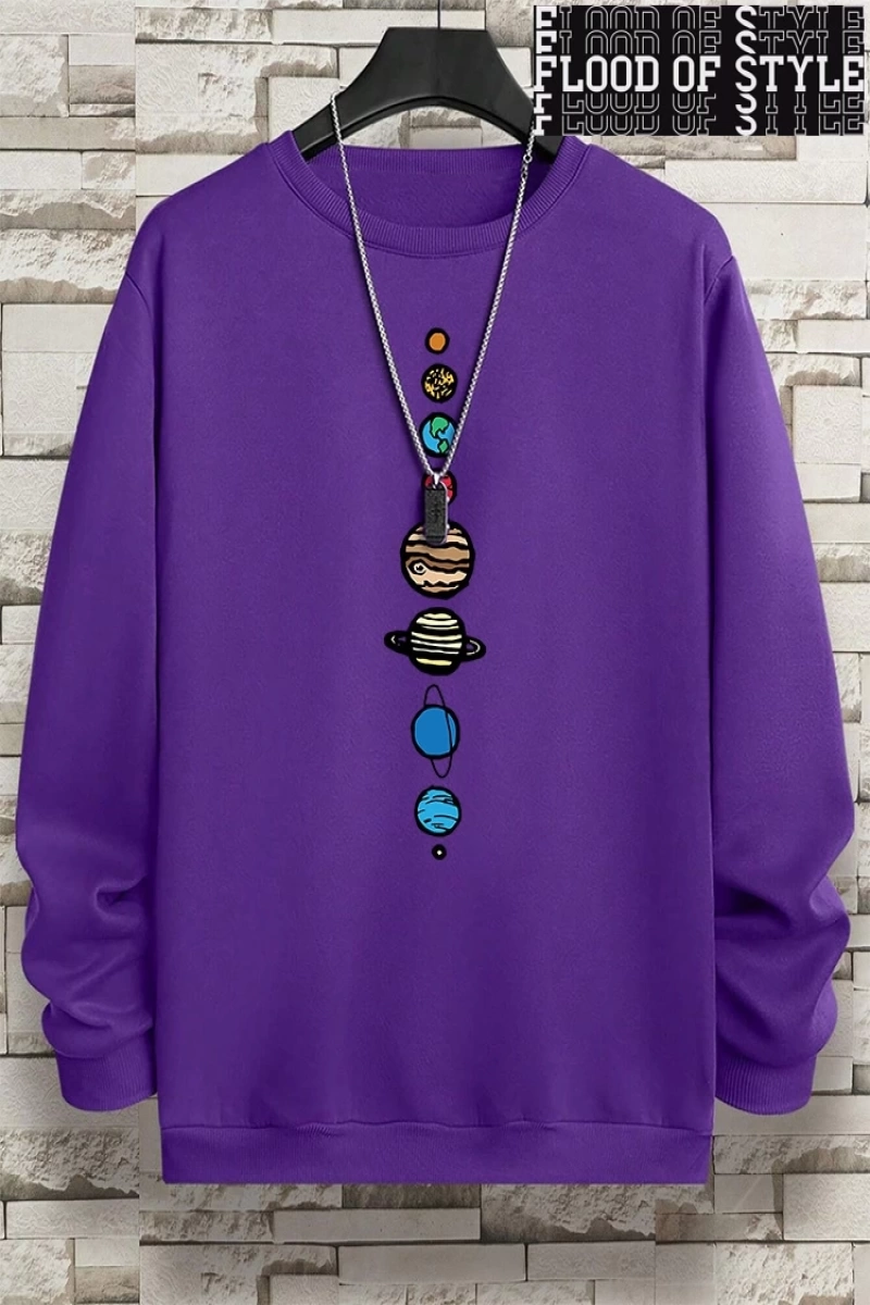 Hip Hop Harajuku Vintage Tarzı  Güneş sistemi  Gri