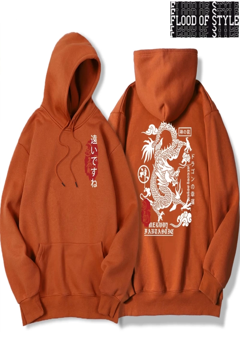 Hip Hop Harajuku Vintage Tarzı  Harajuku Ejderha Komik Desen Gri