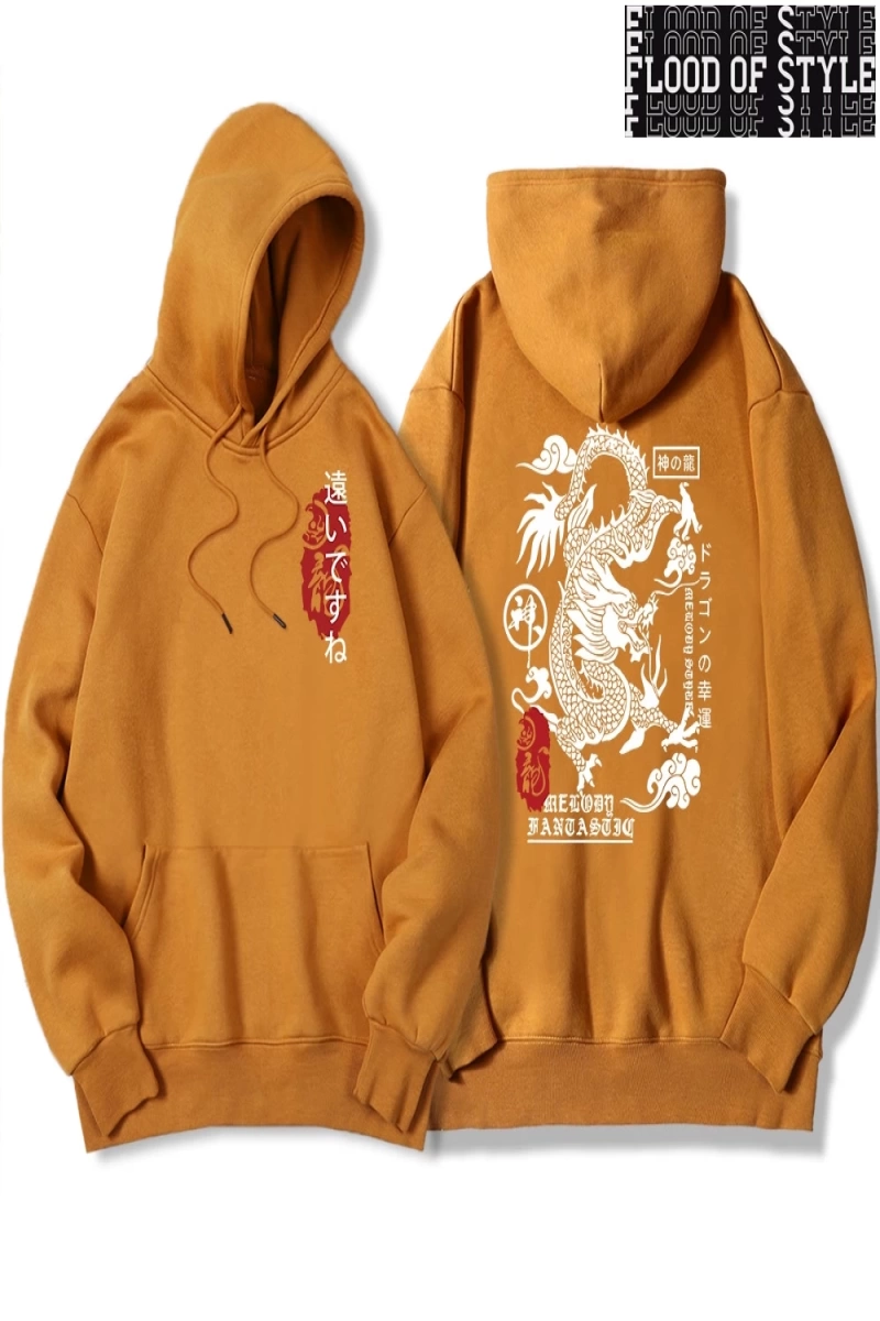 Hip Hop Harajuku Vintage Tarzı  Harajuku Ejderha Komik Desen Gri