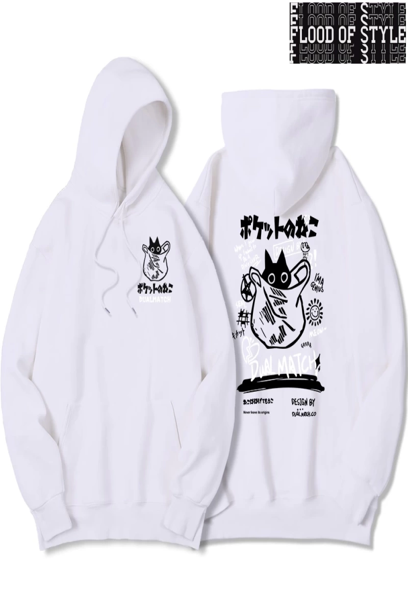 Hip Hop Harajuku Vintage Tarzı  Harajuku Kawaii Kedi Çift  Gri