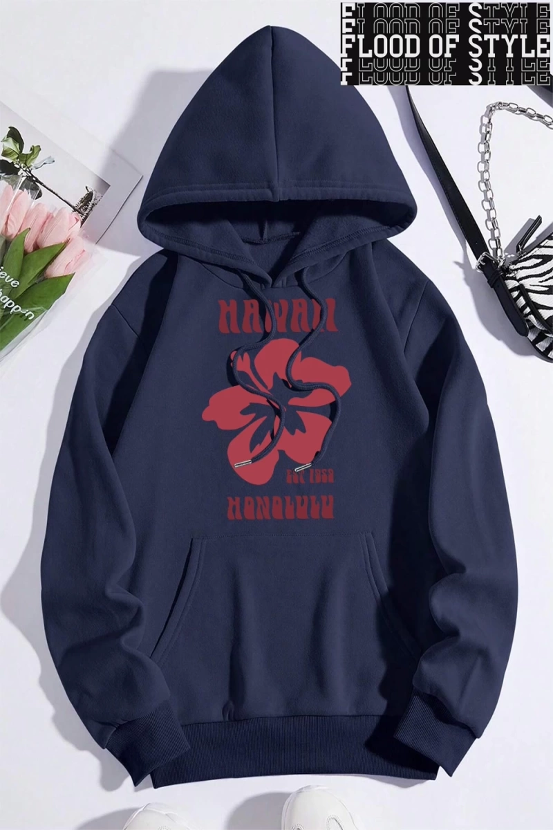 Hip Hop Harajuku Vintage Tarzı  Hawaii Est 1959 Honolulu  Gri