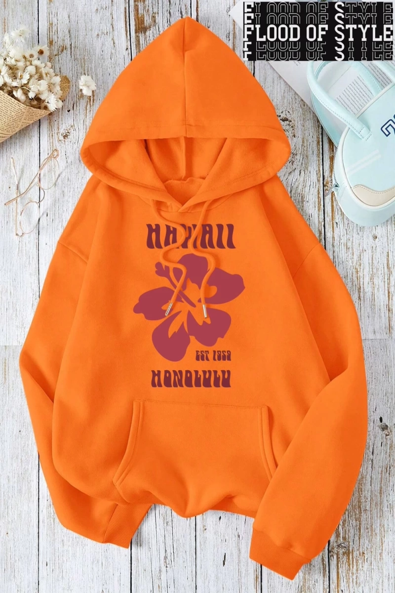 Hip Hop Harajuku Vintage Tarzı  Hawaii Est 1959 Honolulu  Gri