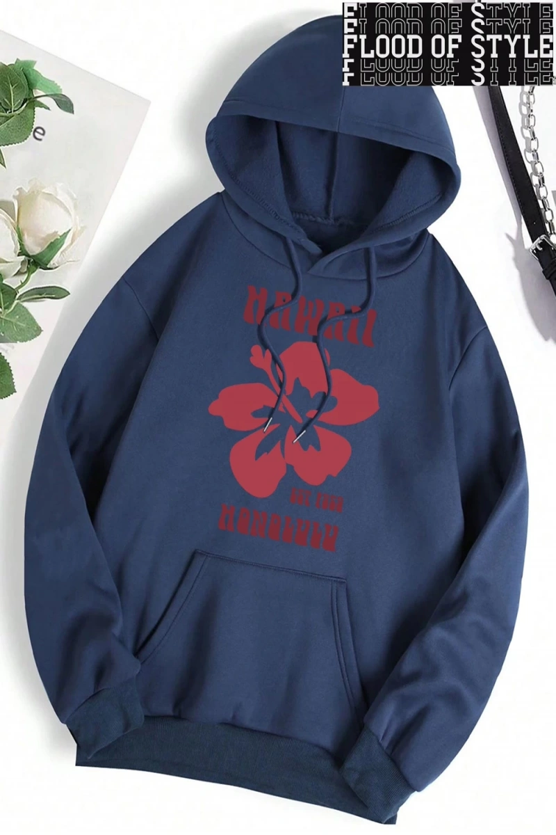 Hip Hop Harajuku Vintage Tarzı  Hawaii Est 1959 Honolulu  Gri