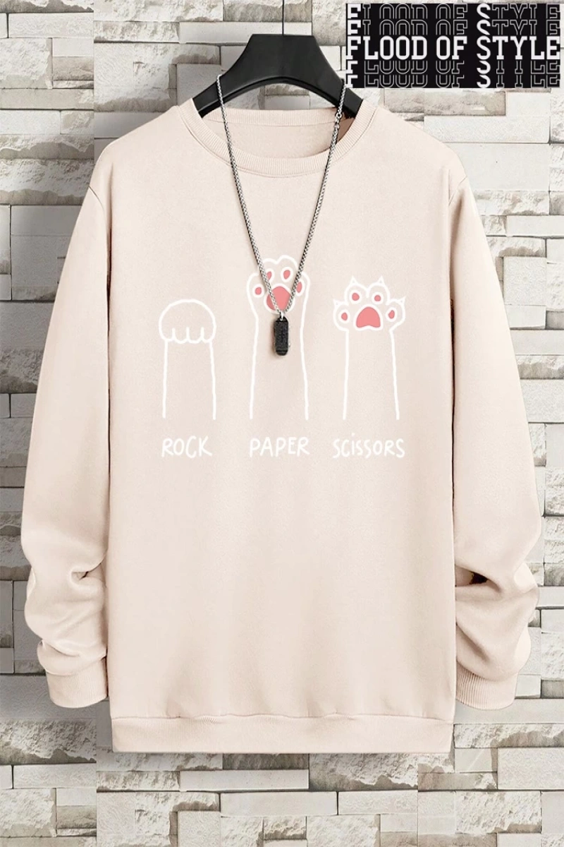 Hip Hop Harajuku Vintage Tarzı  Kaya kağıt makas CatS Paw  Gri