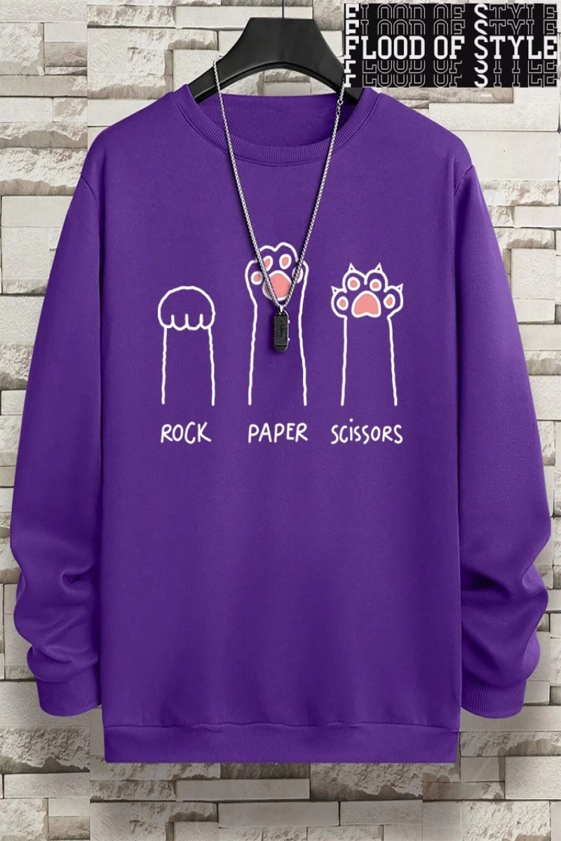 Hip Hop Harajuku Vintage Tarzı  Kaya kağıt makas CatS Paw  Gri