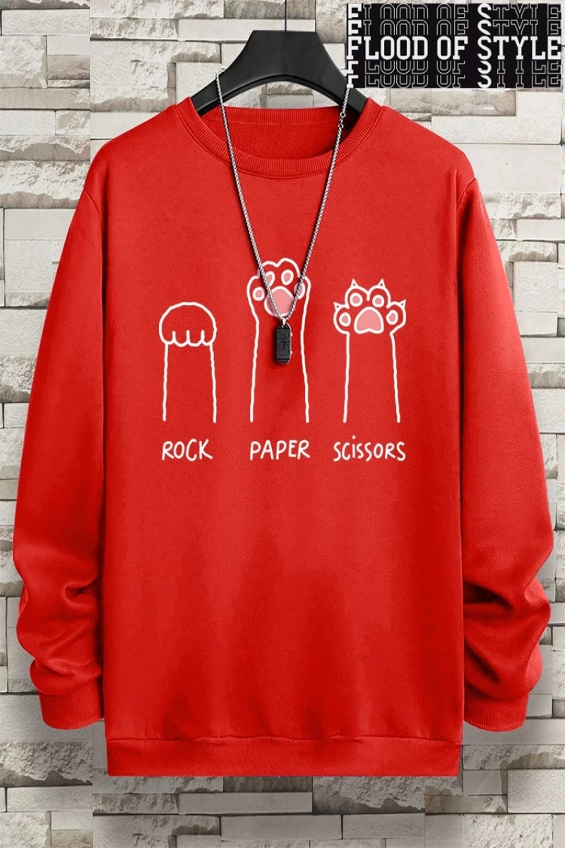 Hip Hop Harajuku Vintage Tarzı  Kaya kağıt makas CatS Paw  Gri