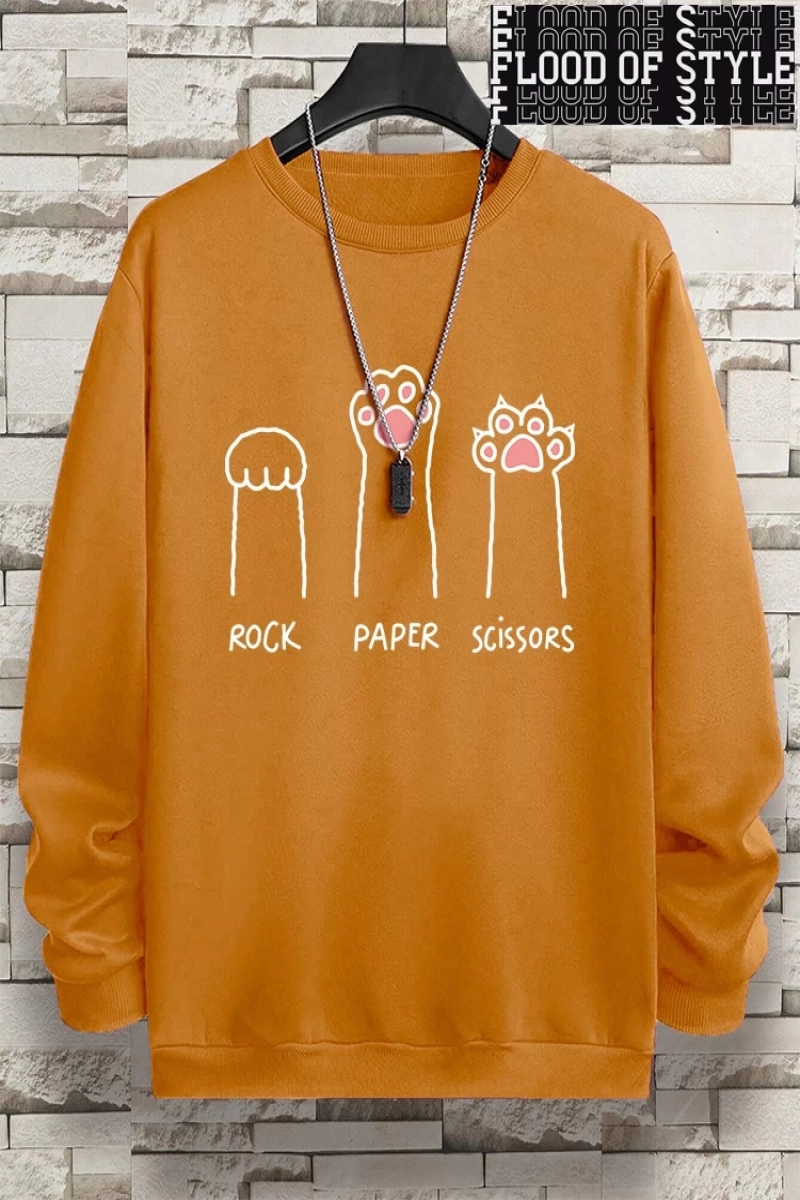 Hip Hop Harajuku Vintage Tarzı  Kaya kağıt makas CatS Paw  Gri