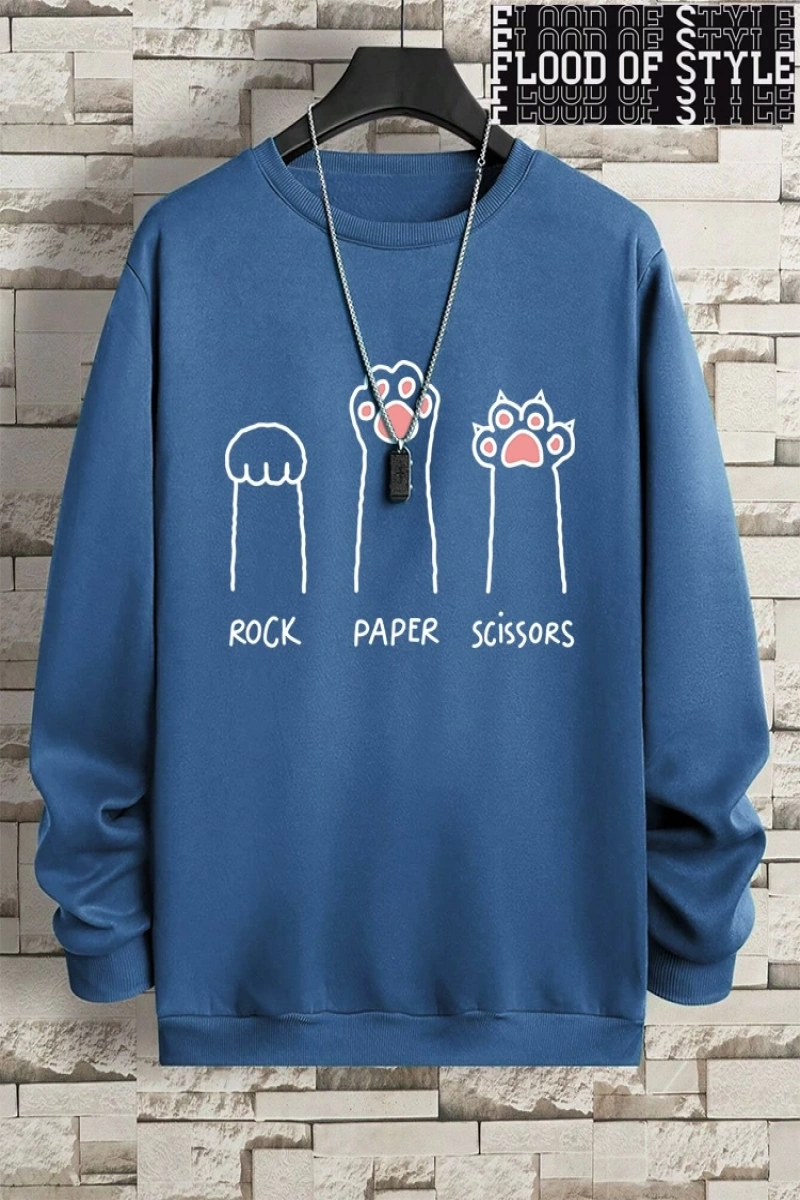 Hip Hop Harajuku Vintage Tarzı  Kaya kağıt makas CatS Paw  Gri