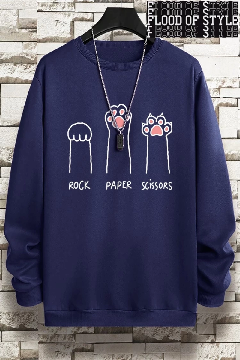 Hip Hop Harajuku Vintage Tarzı  Kaya kağıt makas CatS Paw  Gri