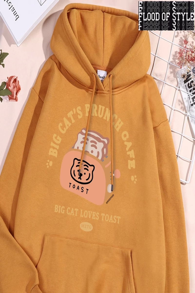 Hip Hop Harajuku Vintage Tarzı  Kedi ekmek makinesi komik  Gri