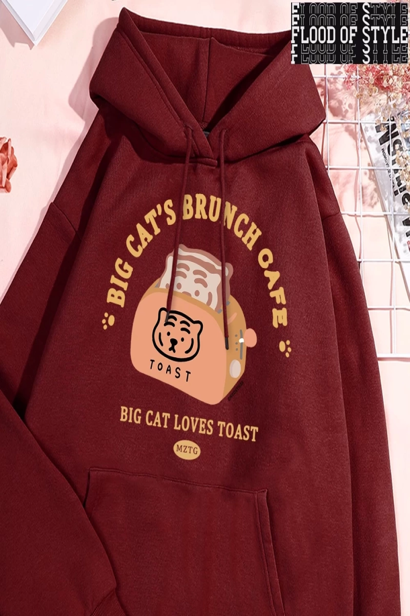 Hip Hop Harajuku Vintage Tarzı  Kedi ekmek makinesi komik  Gri