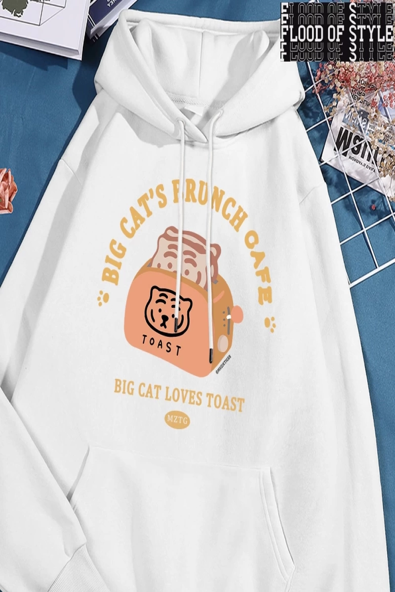 Hip Hop Harajuku Vintage Tarzı  Kedi ekmek makinesi komik  Gri