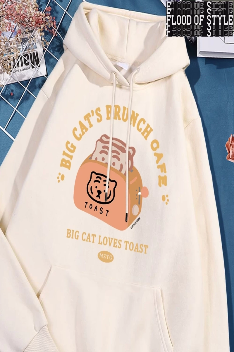 Hip Hop Harajuku Vintage Tarzı  Kedi ekmek makinesi komik  Gri