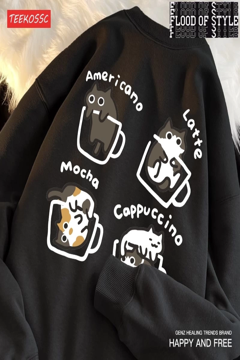 Hip Hop Harajuku Vintage Tarzı  Kedi kahve sıcak  Bej