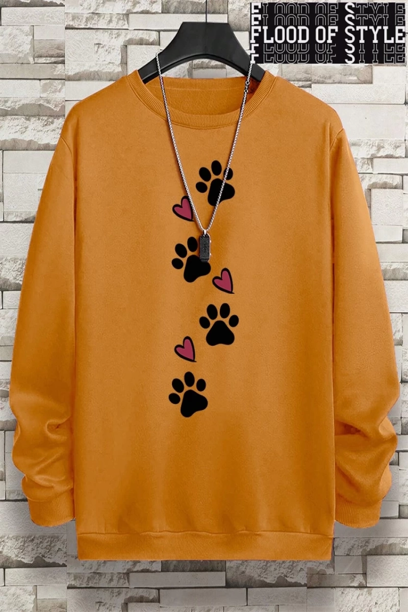 Hip Hop Harajuku Vintage Tarzı  Köpek pençe baskı aşk komik baskı  Gri