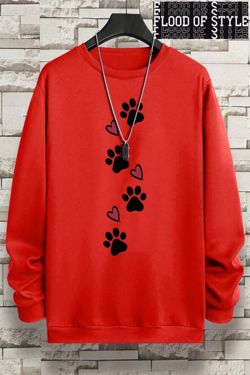Hip Hop Harajuku Vintage Tarzı  Köpek pençe baskı aşk komik baskı  Gri