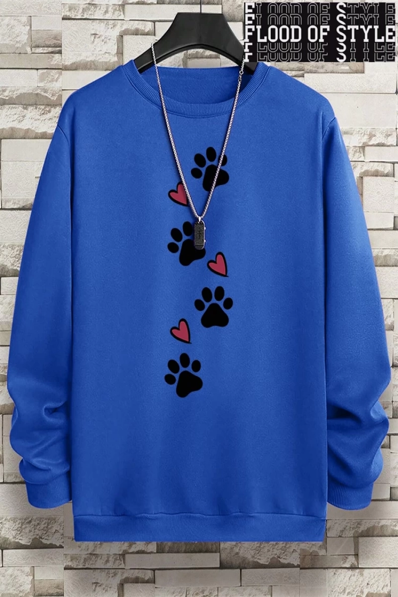 Hip Hop Harajuku Vintage Tarzı  Köpek pençe baskı aşk komik baskı  Gri