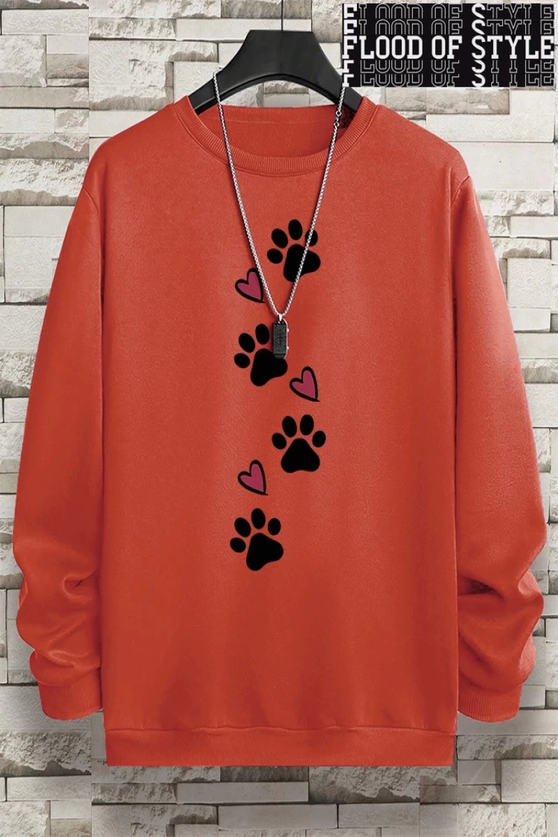 Hip Hop Harajuku Vintage Tarzı  Köpek pençe baskı aşk komik baskı  Gri