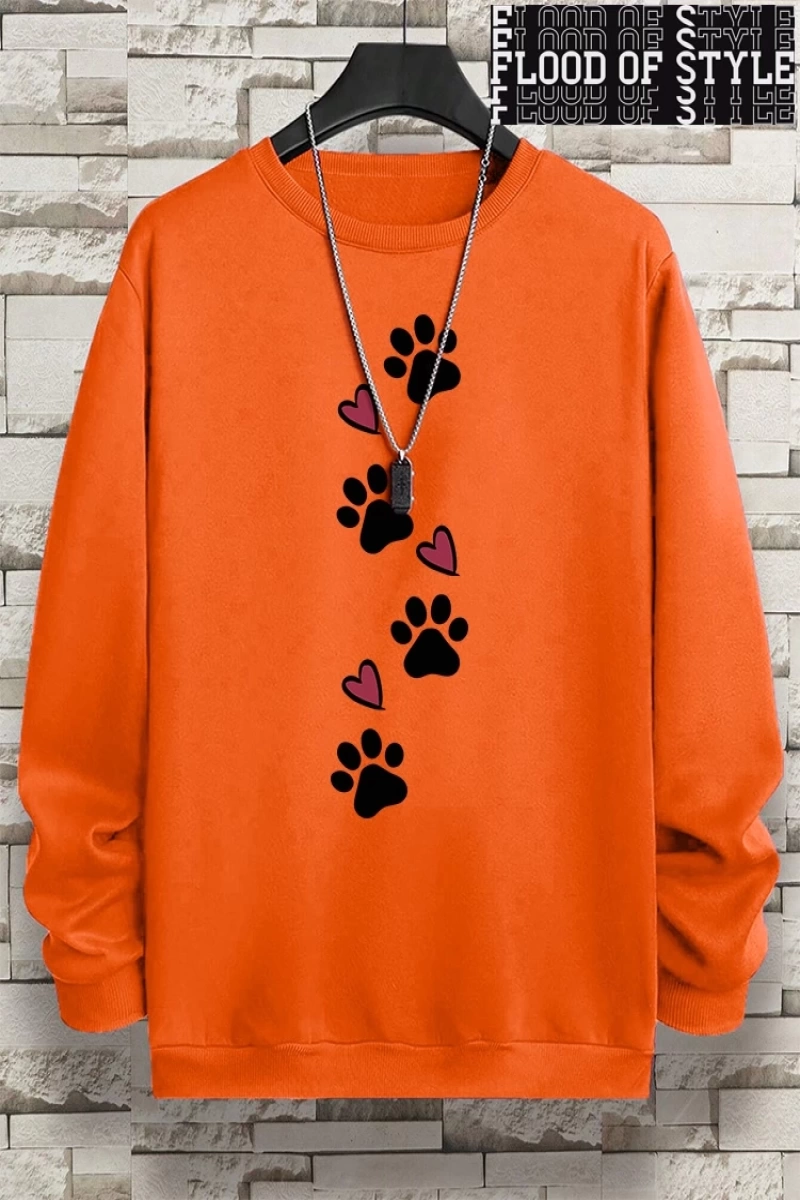 Hip Hop Harajuku Vintage Tarzı  Köpek pençe baskı aşk komik baskı  Gri