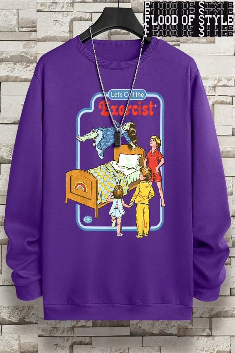 Hip Hop Harajuku Vintage Tarzı  LetS Call The Exorcist  Gri