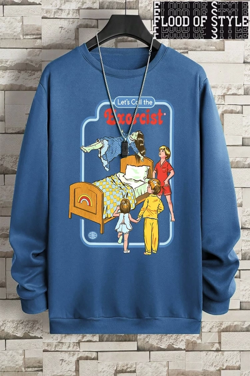 Hip Hop Harajuku Vintage Tarzı  LetS Call The Exorcist  Gri