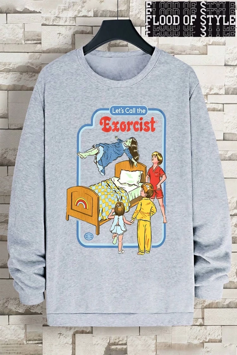 Hip Hop Harajuku Vintage Tarzı  LetS Call The Exorcist  Gri