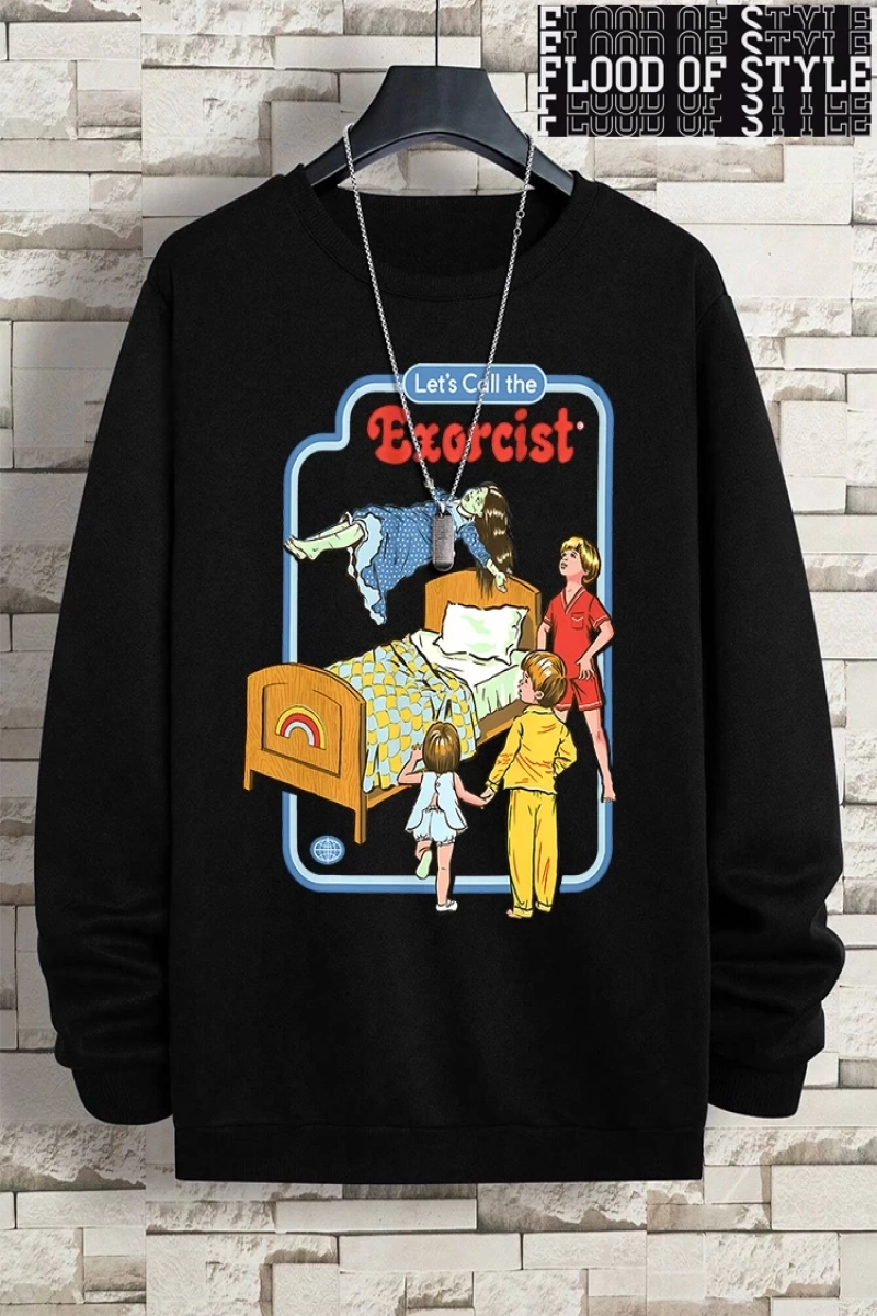 Hip Hop Harajuku Vintage Tarzı  LetS Call The Exorcist  Gri