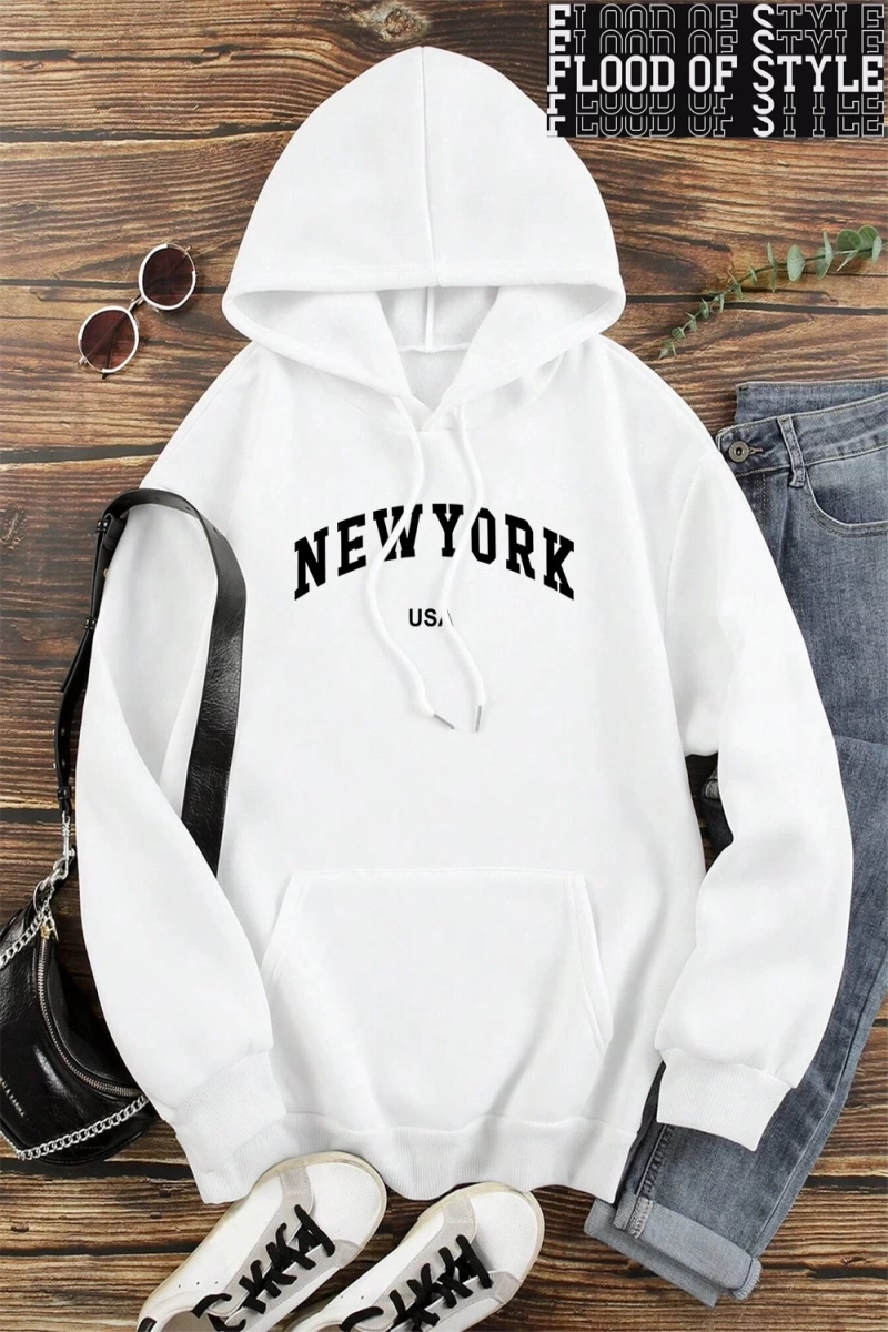 Hip Hop Harajuku Vintage Tarzı  New York abd şehir mektup Gri