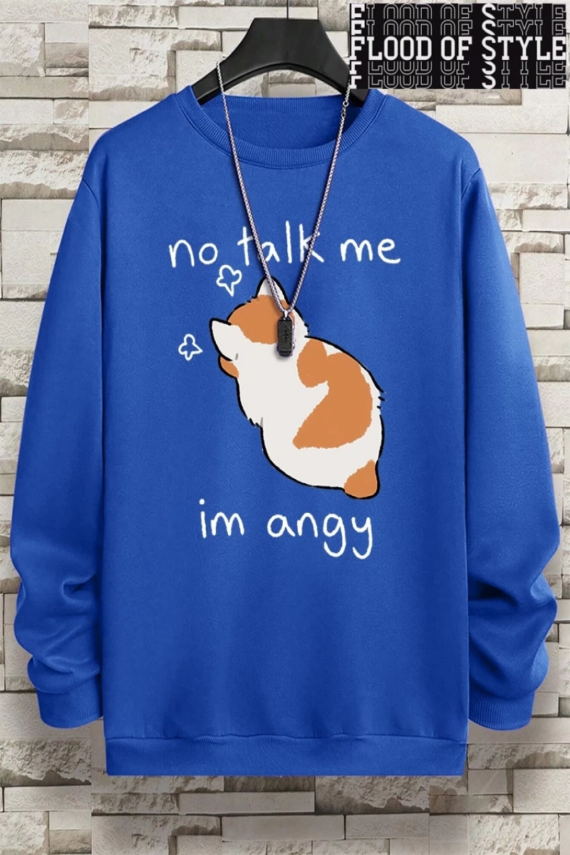 Hip Hop Harajuku Vintage Tarzı  No Talk Me Im Angy sevimli kedi  Gri